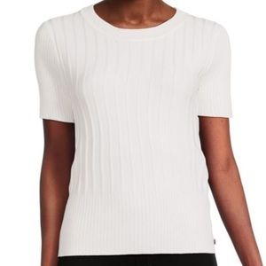 KARL LAGERFELD PARIS Ribbed Short Sleeve Sweater Size L